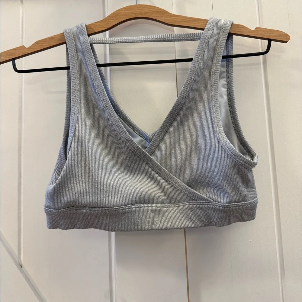 ALO Yoga Togetherness Ribbed Gray Sports Bra